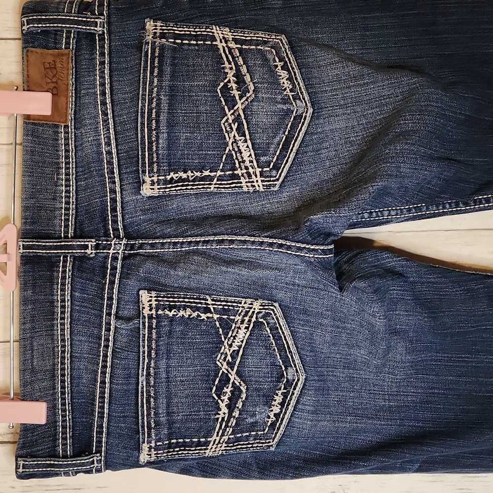 BKE Distressed Sabrina Flare Jeans - Dark Blue 29R - Picture 8 of 10